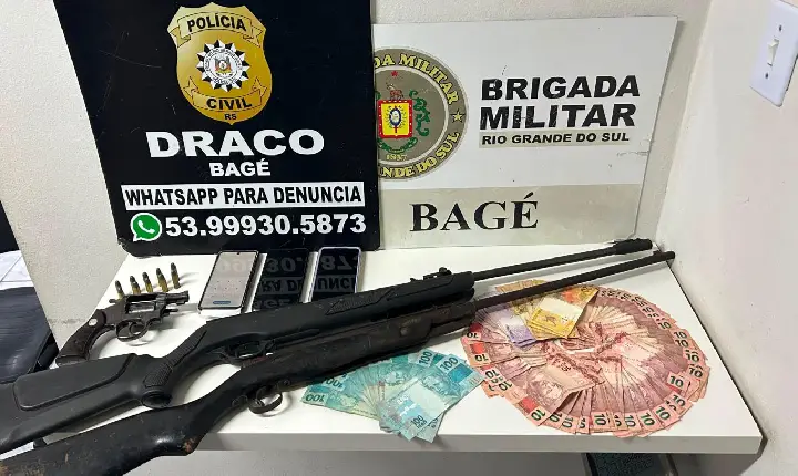 Polícia Civil e Brigada Militar prendem homem e apreendem armas, munições e dinheiro