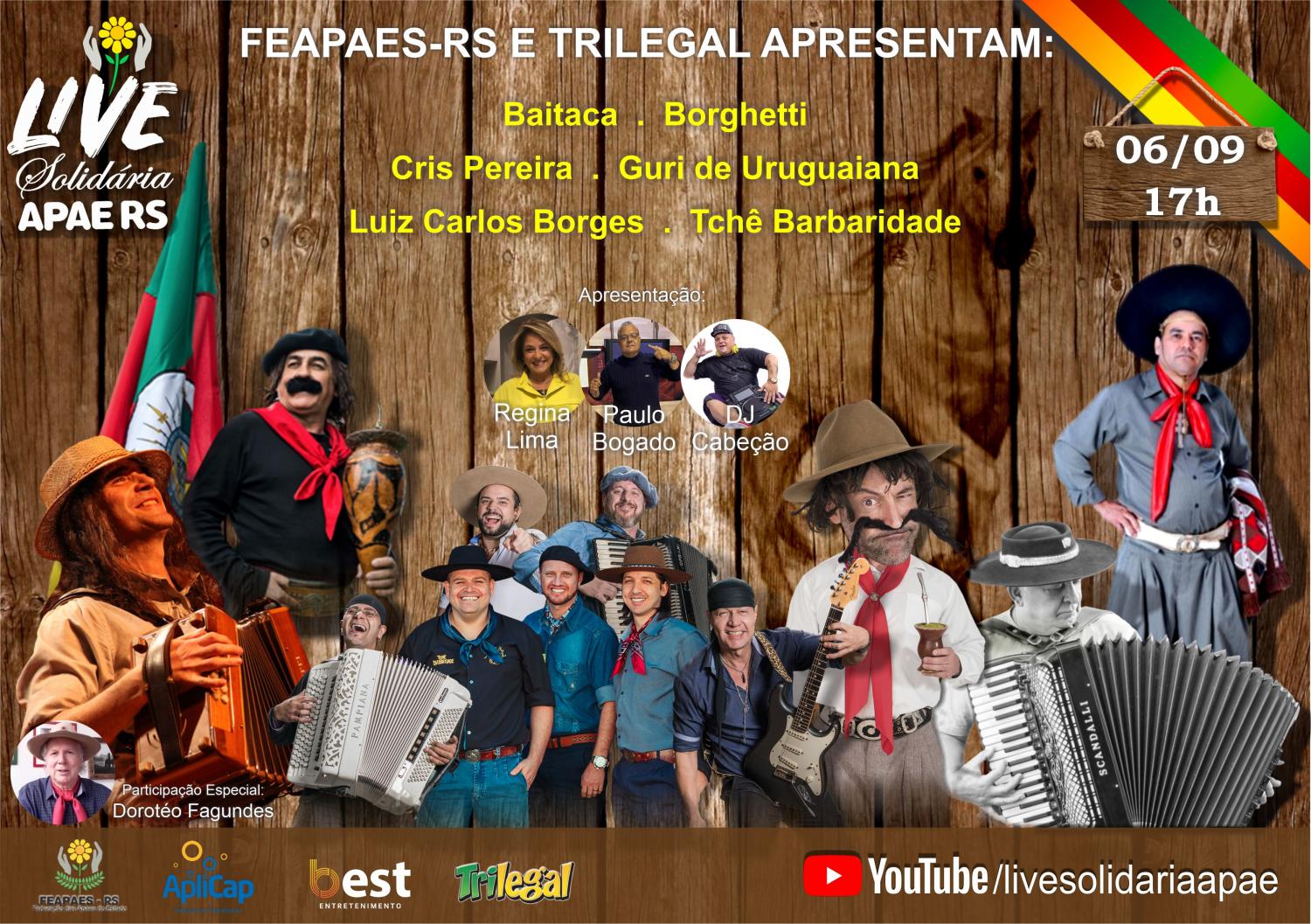 Live Solidária Apae RS apresenta os maiores nomes da cultura gaúcha