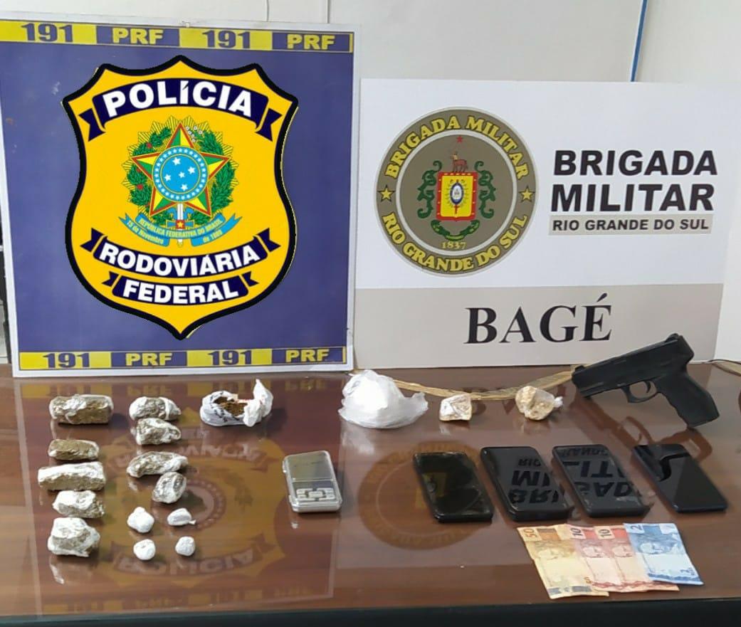 PRF e BM apreendem drogas e prendem quatro pessoas em Bagé