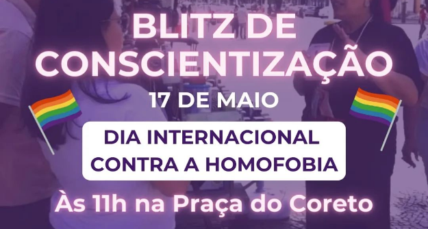 Blitz de conscientização contra a homofobia será realizada nesta quarta-feira (17) em Bagé