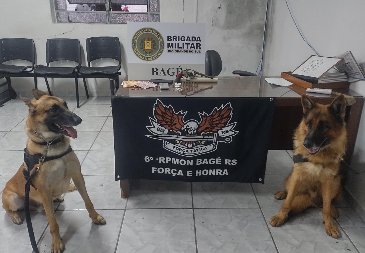 Brigada Militar de Bagé prende indivíduo por tráfico de drogas e porte ilegal de arma de fogo após confronto