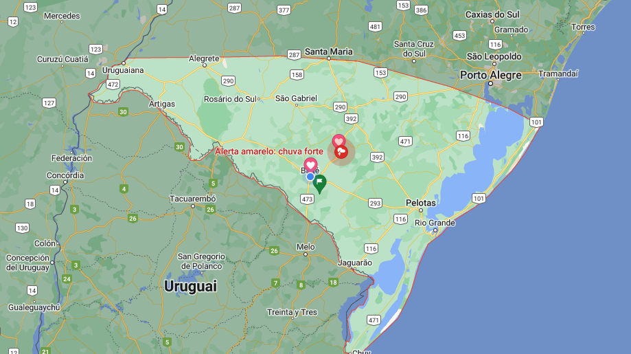 Inmet emite alerta para chuva intensa em parte do RS