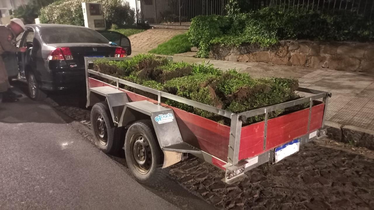 Brigada Militar aborda veículo com grama furtada de propriedade na Serrilhada