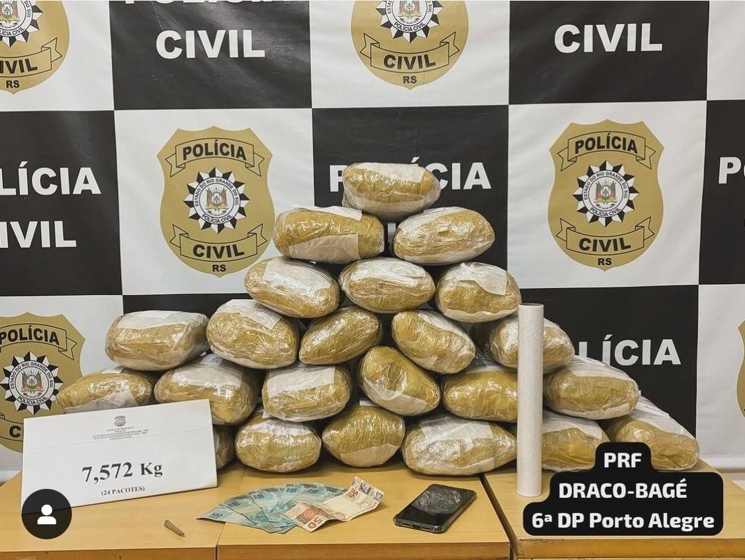 DRACO - Bagé e PRF apreendem mais de 7 kg de drogas