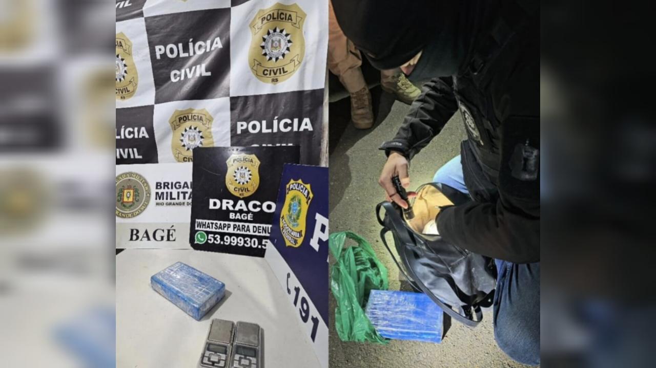 Mulher é presa com 1kg de cocaína na BR-153 em Bagé