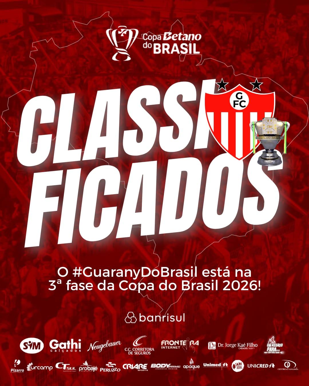 Guarany vence o Caxias e avança para a 3ª fase da Copa do Brasil