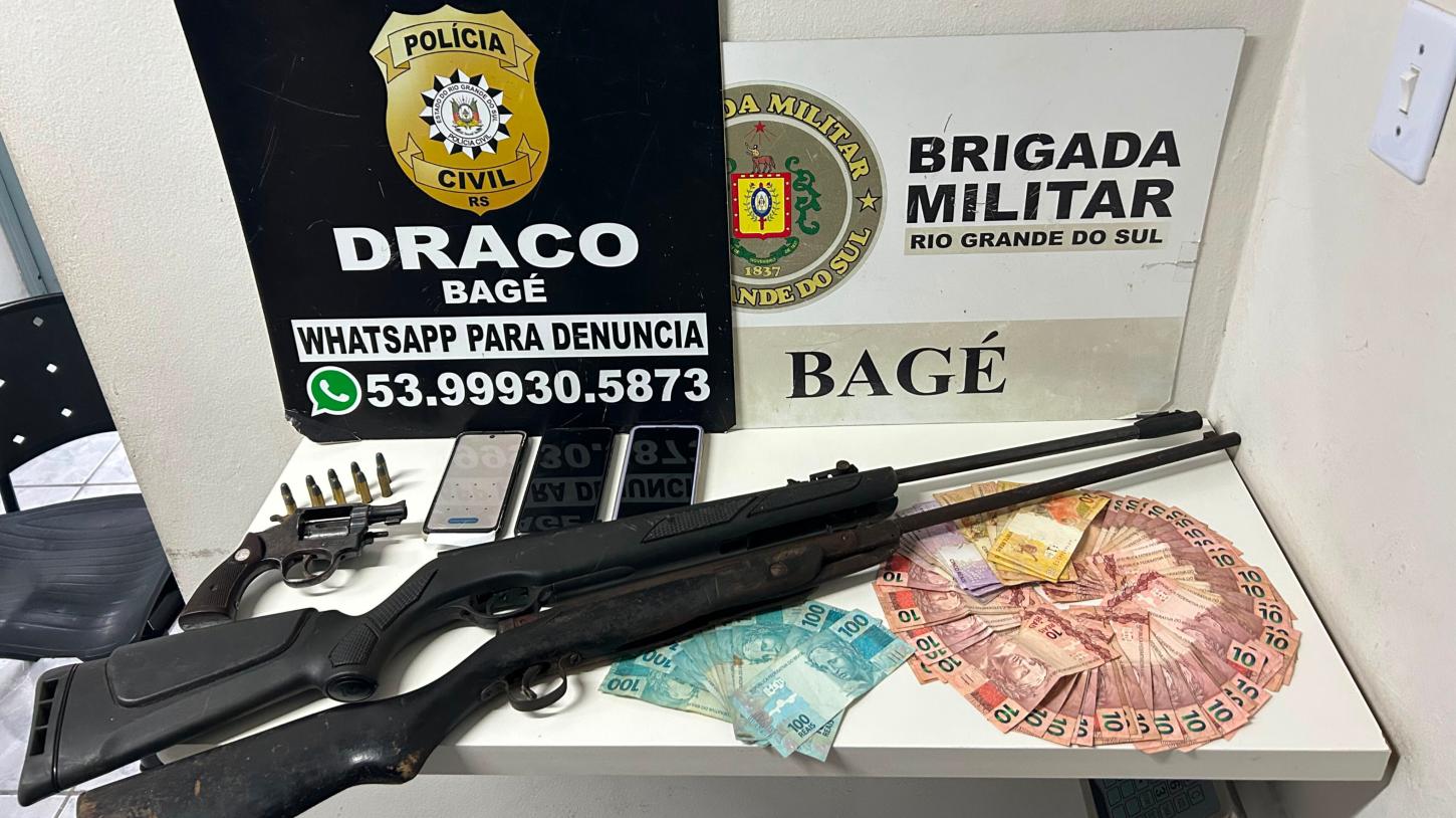 Polícia Civil e Brigada Militar prendem homem e apreendem armas, munições e dinheiro