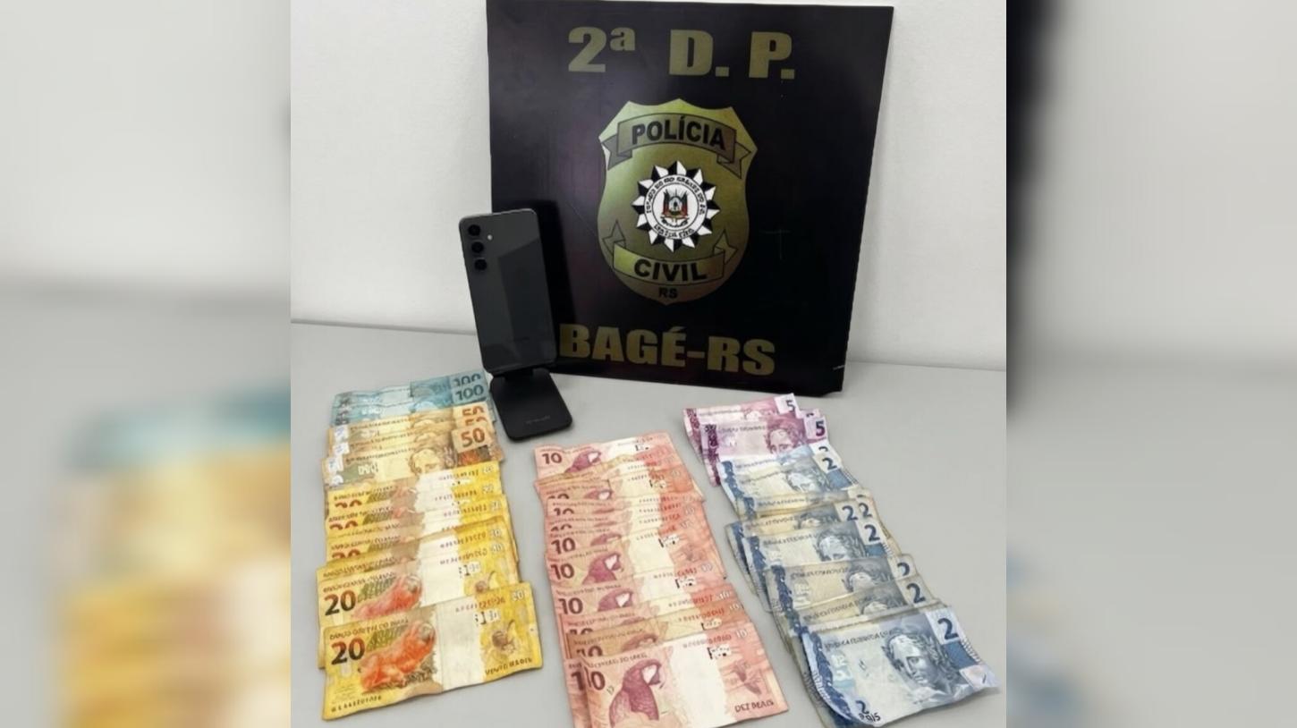 Polícia recupera celular furtado e apreende dinheiro do tráfico em Bagé